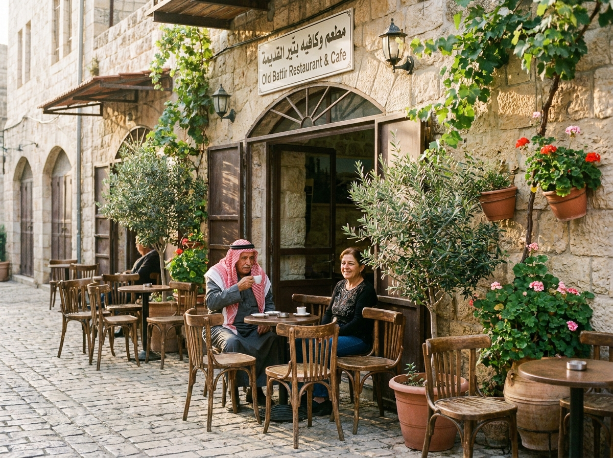 Street cafe scene in Battir